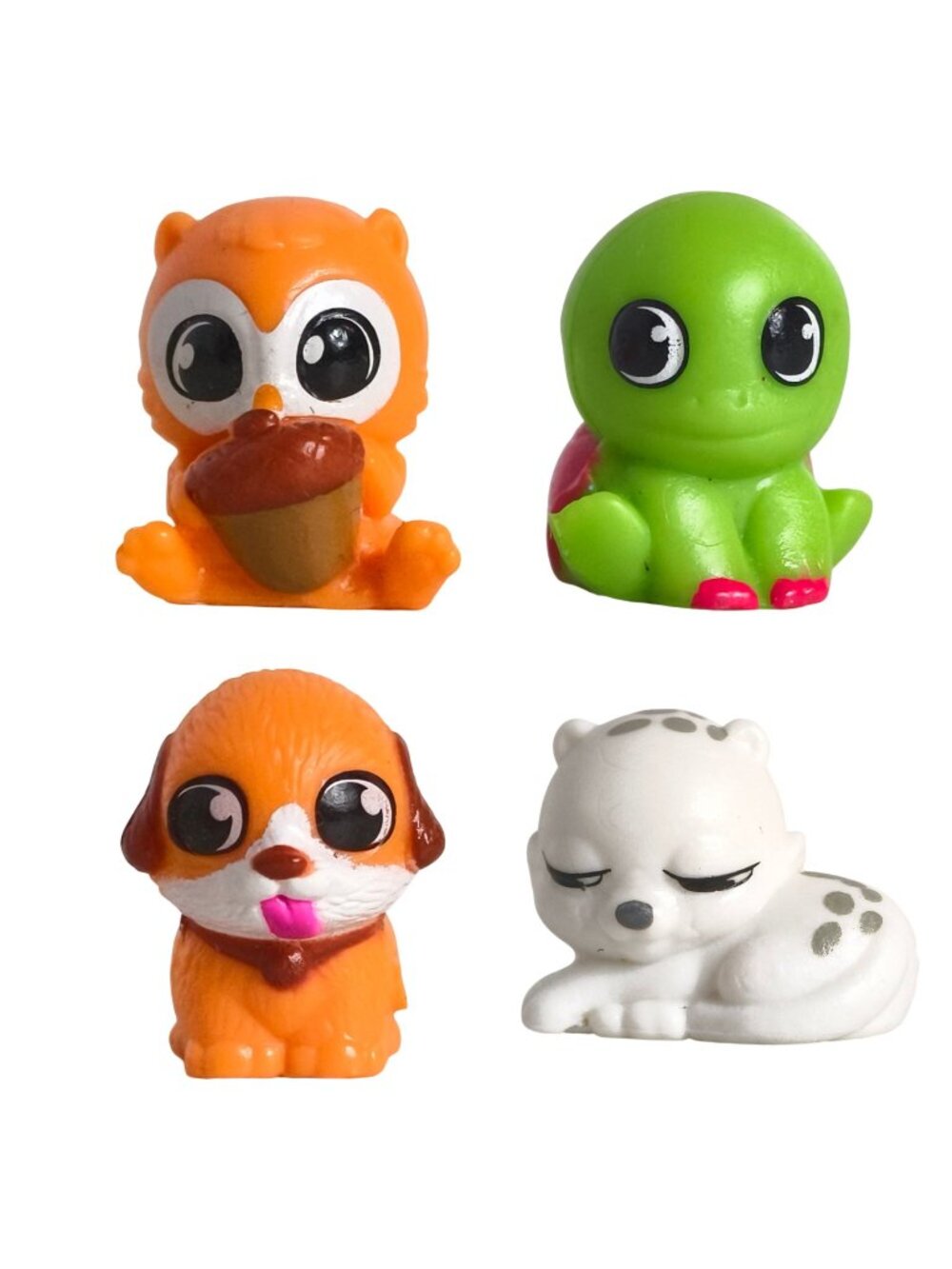 Squinkies Do Drops 4 Pc Mini Turtle Dog Owl & Snow Leopard Animal Figures